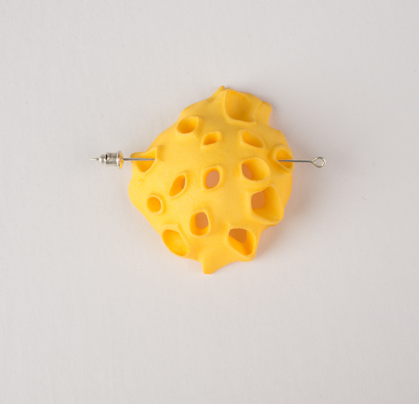 #d printed jewellery brooch by Louise Rutherfor, Gilberd Marriott Gallery, Wellington New Zealand 2014
