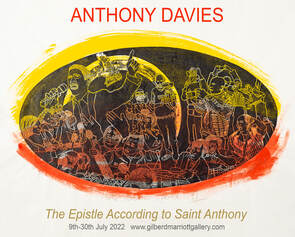 Anthony Davies - 'The Epistle According to Saint Anthony' 9-30 July 2022, Gilberd Marriott Gallery 37 Courtenay Place Wellington Aotearoa NZ, Whanganui printmaker Anthonhy Davies new exhibition, linocut and gouache prints, political art printmaking, new Zealand master printmaker