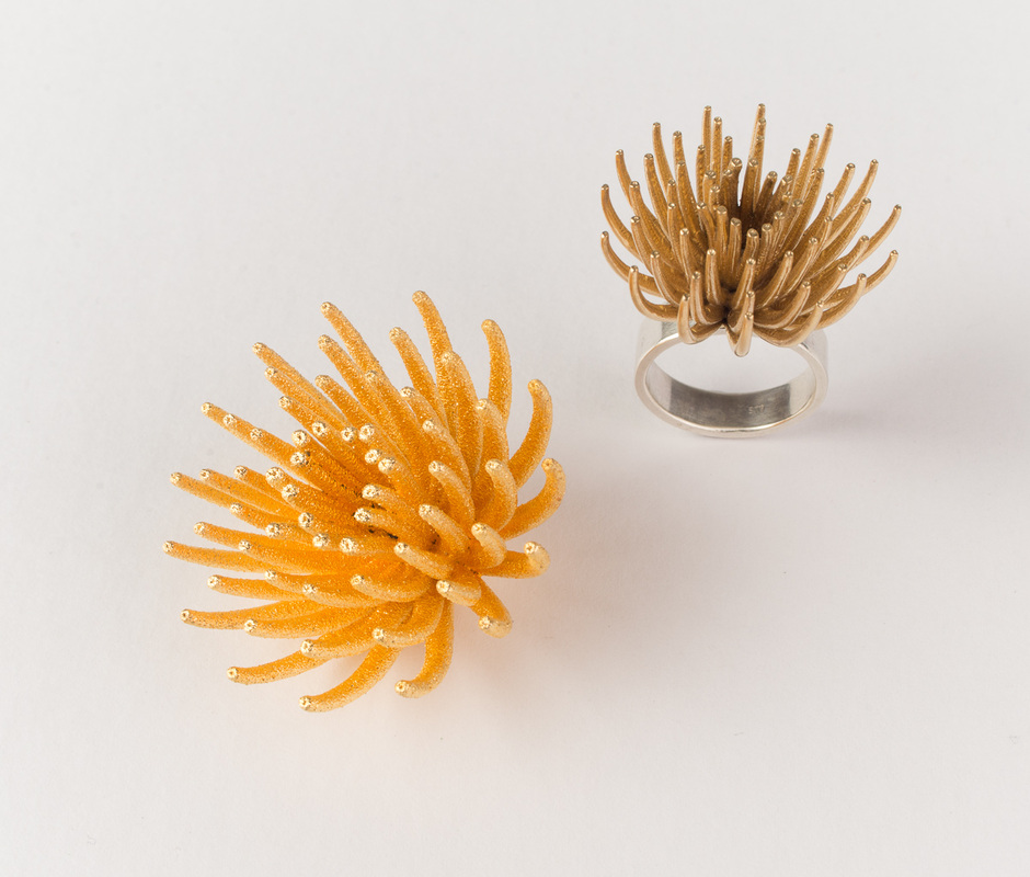 3d-printed metal jewellery by Luoise Rutherford, Rockpool treasures from the sea, Gilberd Marriott Gallery, Wellington, New Zealand fine art jewellery