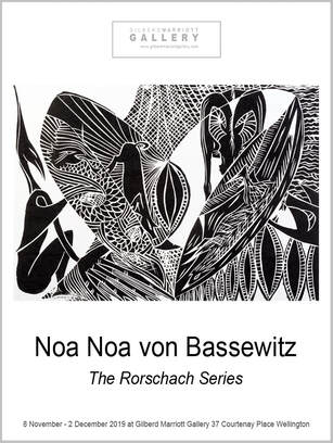 The Rorschach Series exhibition poster, Noa Noa von Bassewitz Wellington based printmaker, Gilberd Marriott Gallery contemporary fine arts Wellington New Zealand